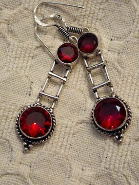 Garnet Gemstone Handmade Drop Dangle Earrings